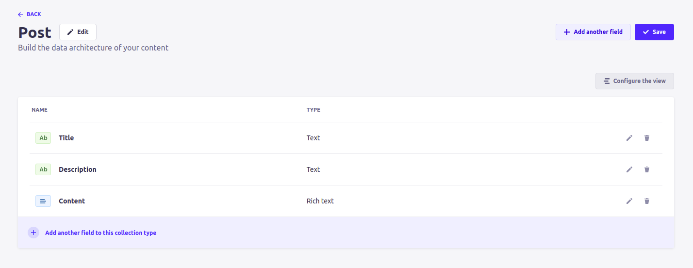 Post collection type fields